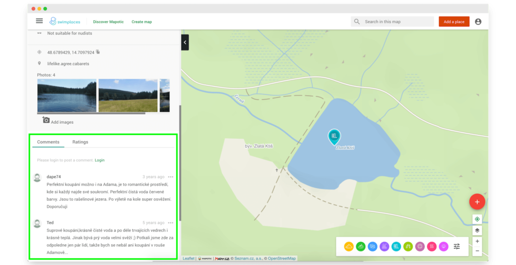 Mapotic rating and commenting points of interest