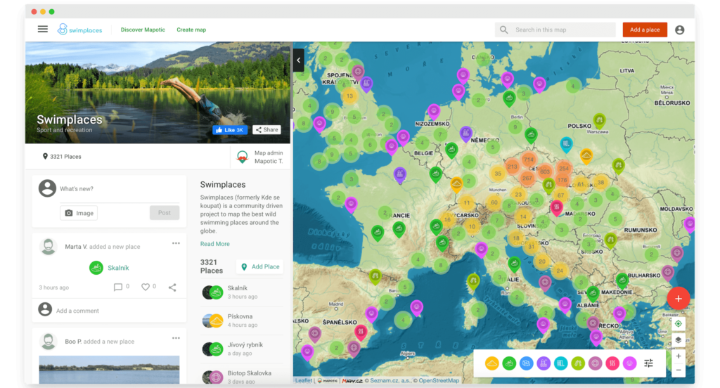 Swimplaces interactive map maps interesting places where to go for a swim