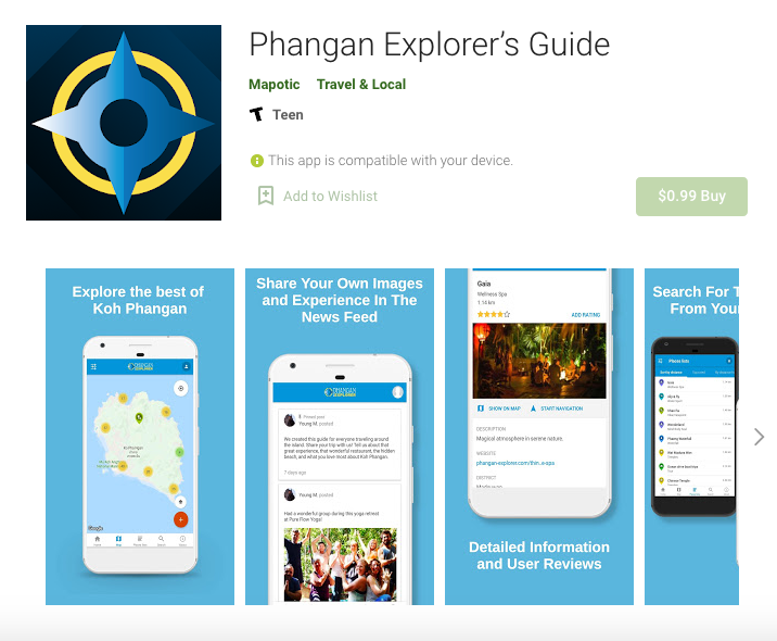 Phangan Explorer application in Google Play Store
