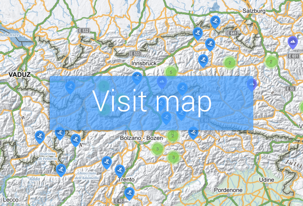 Map of best places to ski in the Alps