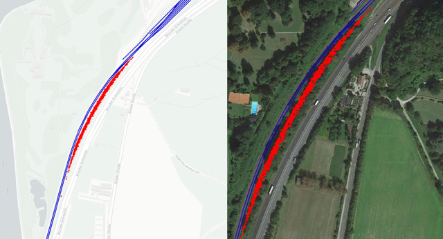 received tracking data laid out on satallite imagery