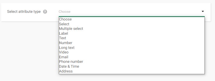 Custom attributes types you can use during custom map process creation